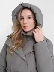 Серый куртка женская базовая, утепленная, зимняя, демисезонная