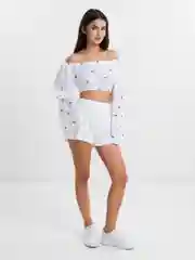 Белый женский комплект,топ и шорты