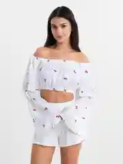 Белый женский комплект,топ и шорты