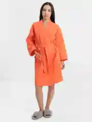 Коралловый халат женский, вафельный, размеры с 46 по 56,LILIANS