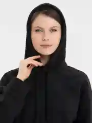 Черный худи женское утепленное с капюшоном, толстовка на флисе
