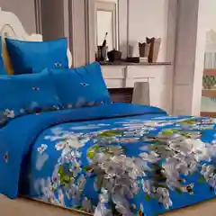 Голубой комплект постельного белья, бязь, 100% хлопок