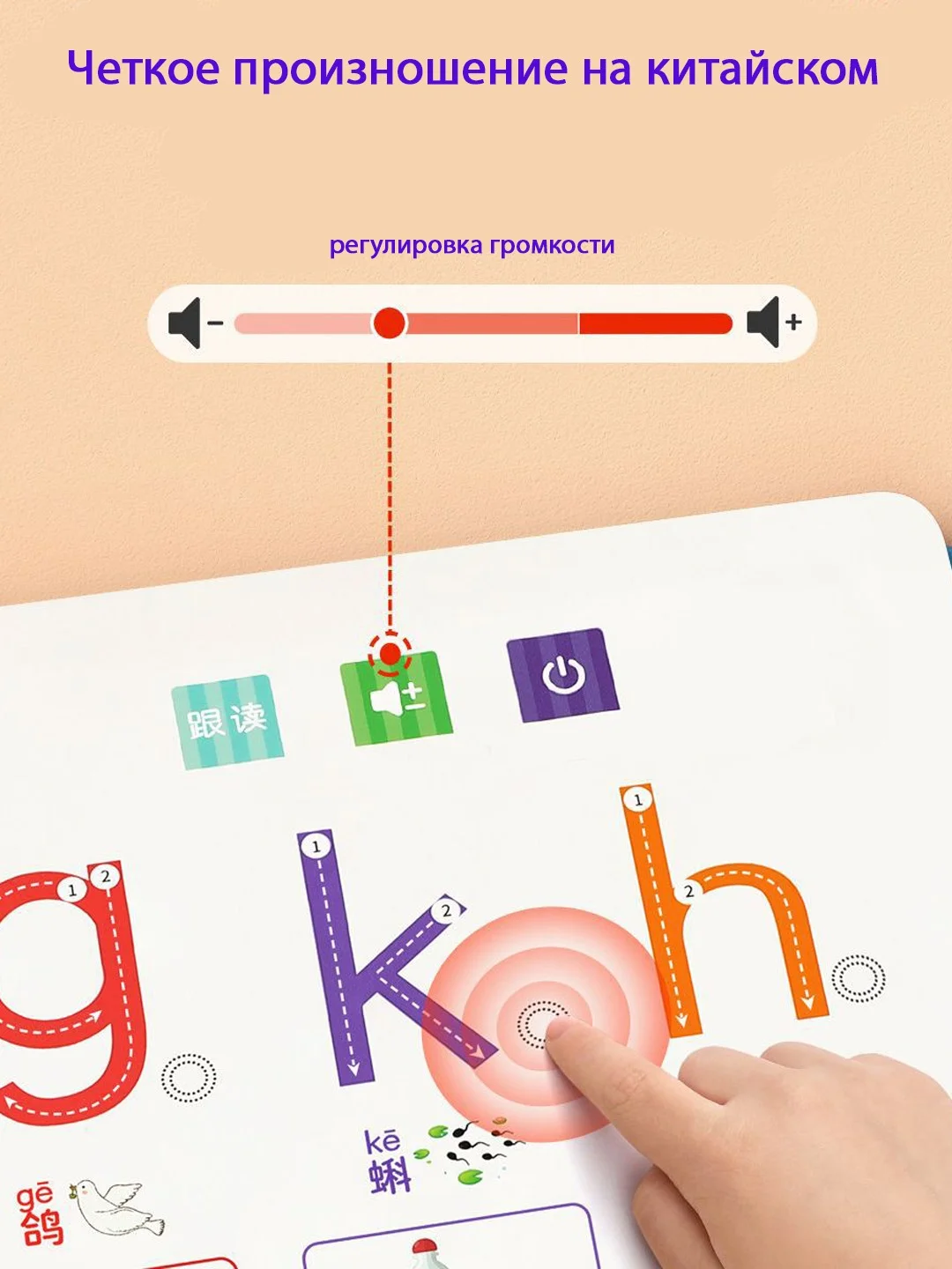 Голубой книжка со звуком для изучения китайского/ Произношение и иероглифы, более 20 страниц