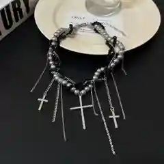 Серебряный цепь массивная/чокер многоярусный/колье многослойное с подвесками/колье с жемчугом