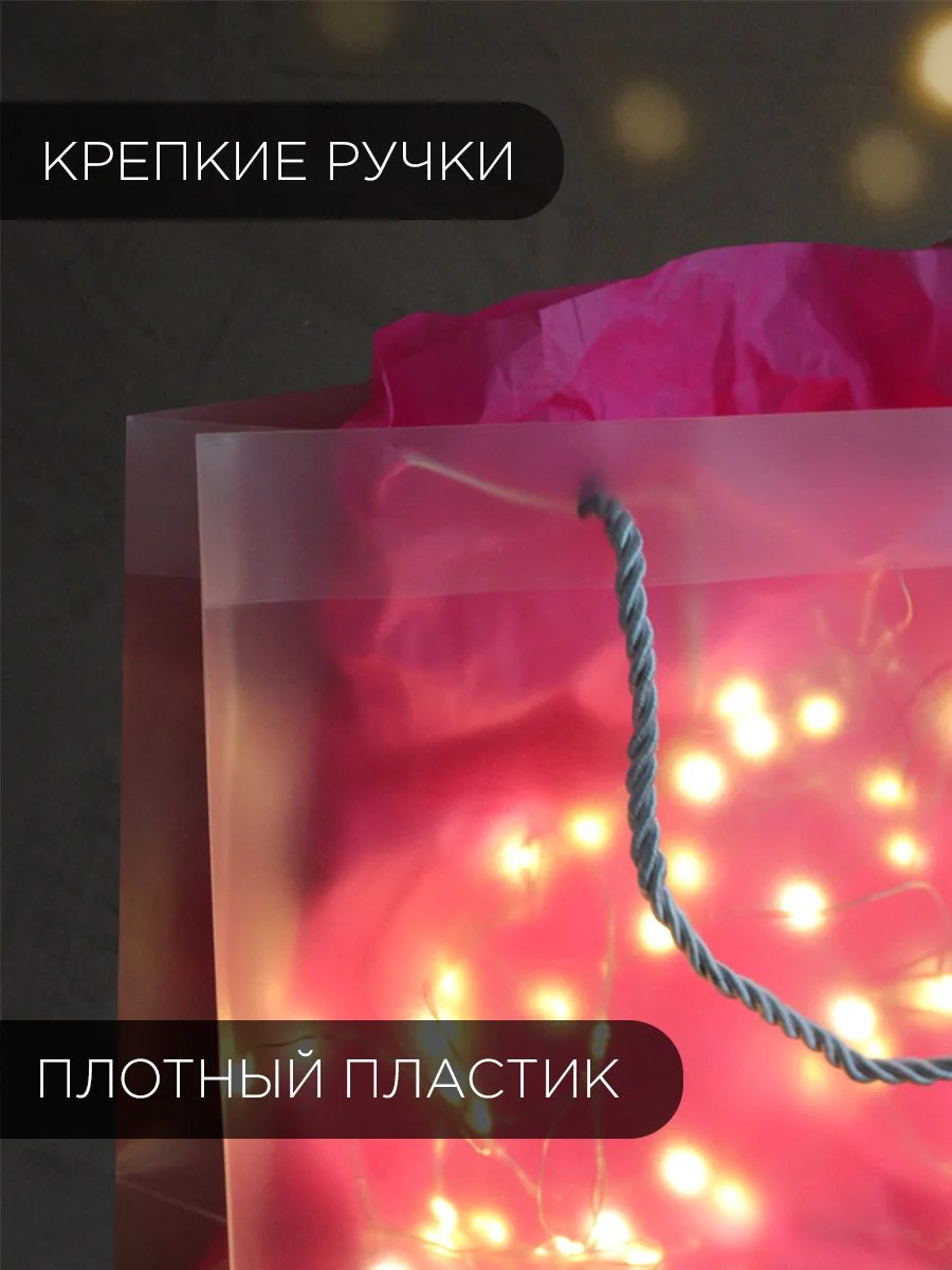 Набор прозрачных пакетов с ручкой, 3 шт, 25 х 20 х 8 см