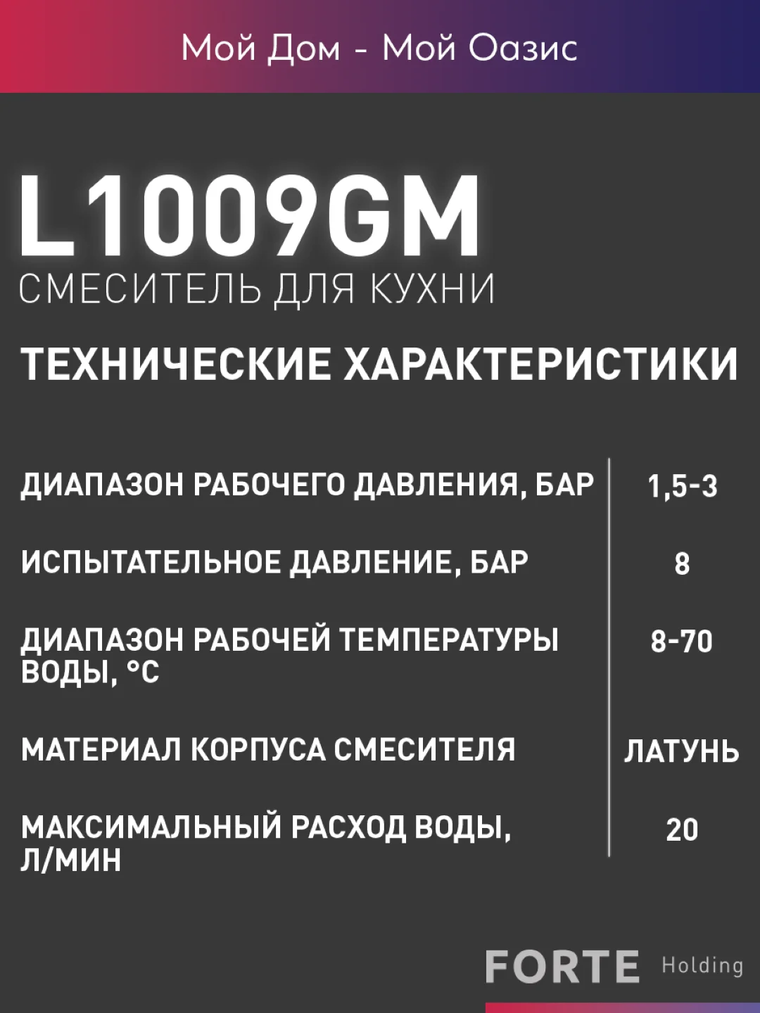 Смеситель для кухни "Oasis" L1010GМ