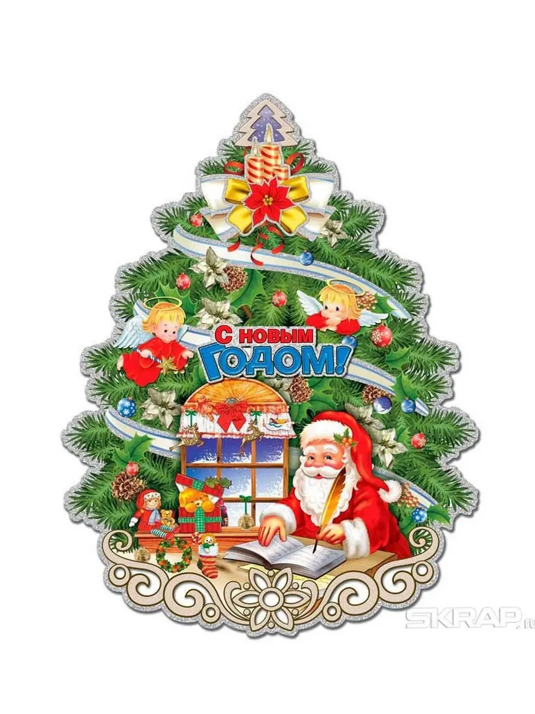 Наклейка "Елочка новогодняя" 41х31см
