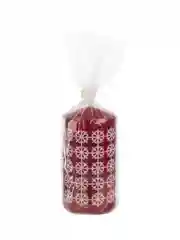 Свеча Deco Christmas 5х10см Снежинки белые на бордовом