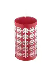 Свеча Deco Christmas 5х10см Снежинки белые на бордовом