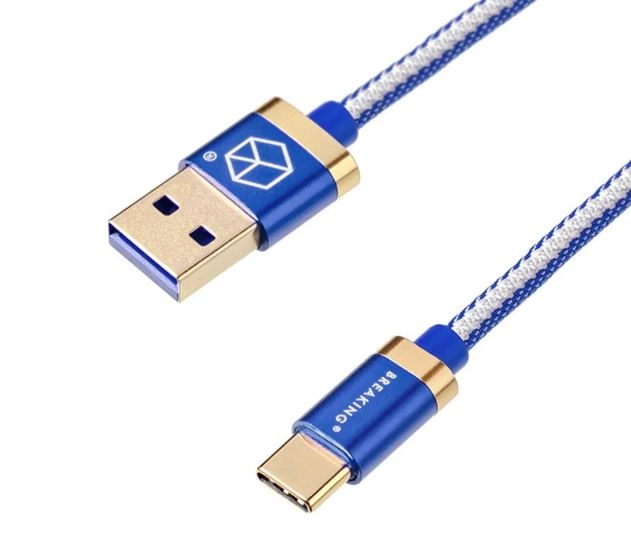 Джинсовый дата-кабель Type-C - USB, 1м, 2.4А
