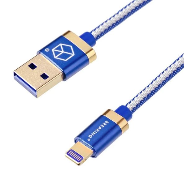 Джинсовый дата-кабель Lightning - USB, 1м, 2.4А