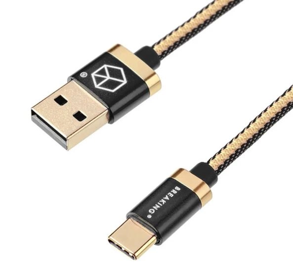 Джинсовый дата-кабель Type-C - USB, 1м, 2.4А, Черный