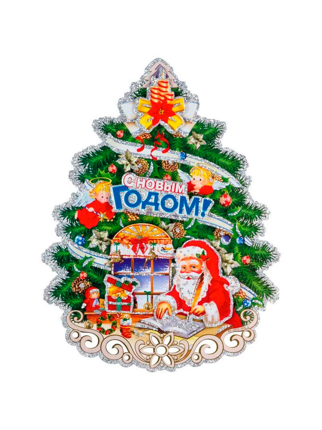 Наклейка "Елочка новогодняя малая" 32х24см