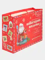 Красный пакет ламинированный горизонтальный "НГ посылка", XXL 46х61х20 см