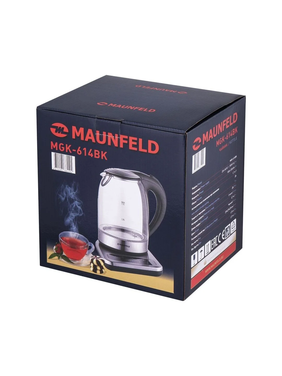 Чайник электрический стеклянный MAUNFELD MGK-614BK