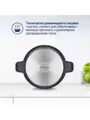 Кастрюля MAUNFELD GRETA MF24GRTT01CR из литого алюминия со стеклянной крышкой, 24 см, 4 л