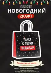 Пастельно-коралловый пакет подарочный новогодний, новогодний пакетик "С новым 2025 годом", 22х22см 1 дизайн