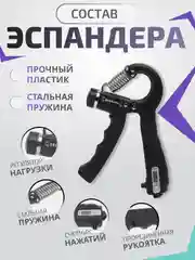 Черный эспандер кистевой, пружинный с регулировкой нагрузки от 5 до 60 кг