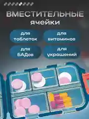 Тёмно-бирюзовый таблетница на 7 отделений