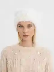 Белый шапка с ушками зимняя, женская, 44-56