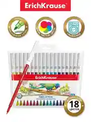 Фломастеры Erichkrause Washable 18 цветов (в футляре с европодвесом 18 шт)