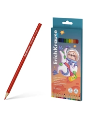 Цветные карандаши деревянные ErichKrause Kids Space Animals трехгранные, грифель 3 мм 6 цв