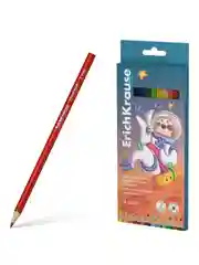 Цветные карандаши деревянные ErichKrause Kids Space Animals трехгранные, грифель 3 мм 6 цв