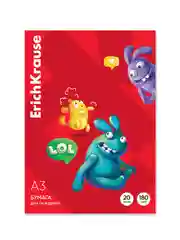 Бумага для акварели в картонной папке ErichKrause Jolly Friends, А3, 20 листов