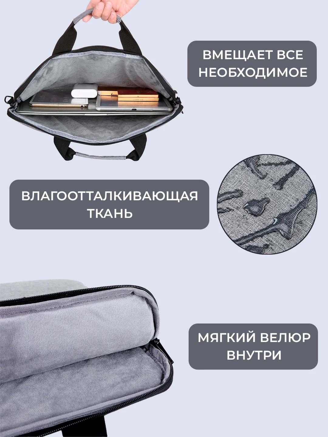 Серый сумка для ноутбука, чехол для макбука, планшета, деловая папка портфель с ручкой и ремнем