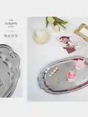 Серебряный поднос овальный металлический, 29х17 см