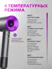 Фиолетовый профессиональный фен для волос, стайлер, мультистайлер, ионизатор, 5 насадок