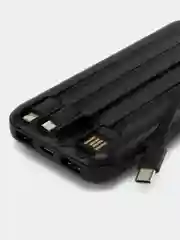 Черный повербанк 30000mah, внешний аккумулятор c быстрой зарядкой с встроенными кабелями