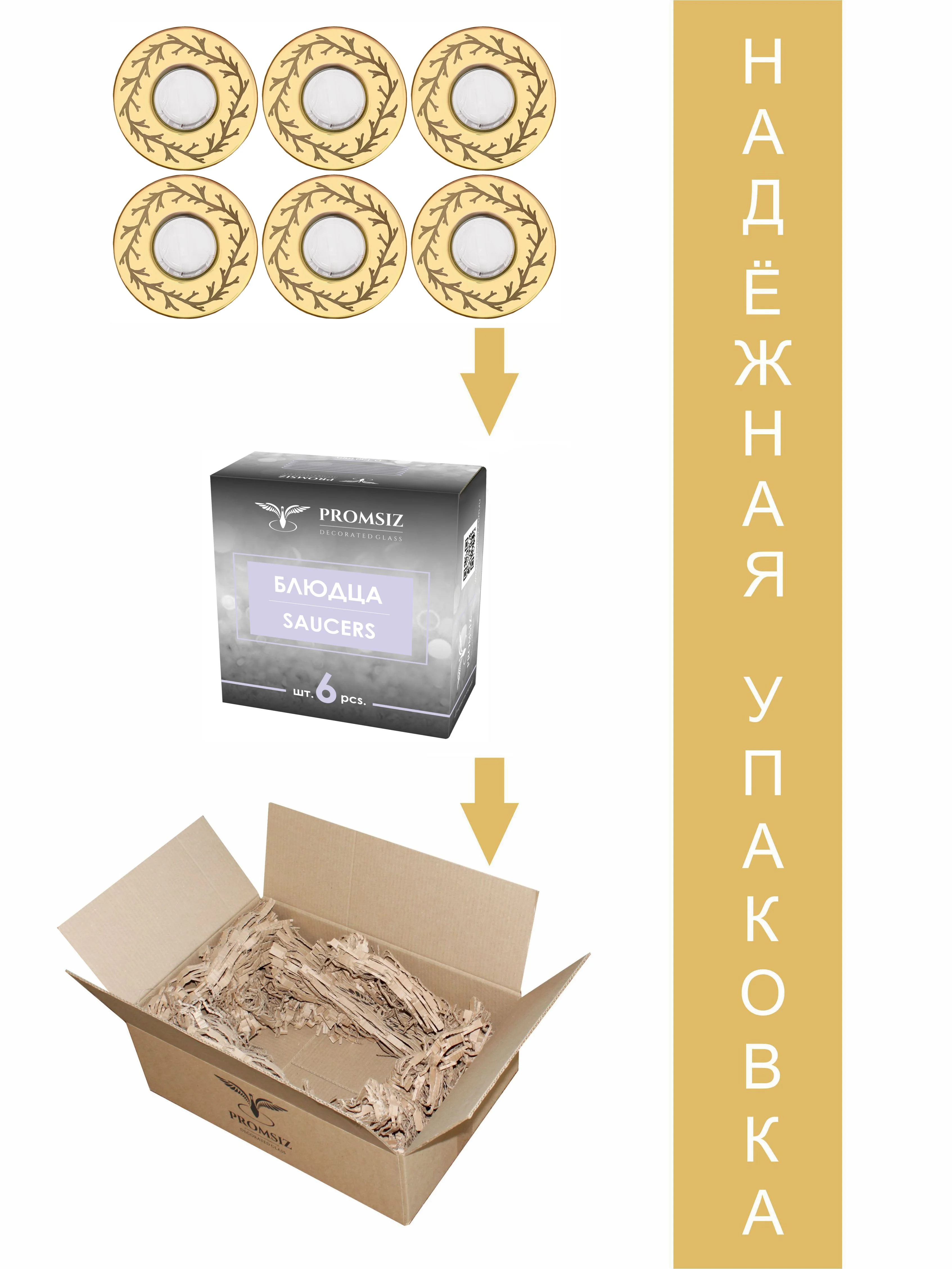 Набор блюдец , подарочный набор, 6 шт., 13 см.,  PROMSIZ коллекция Золотая ветвь