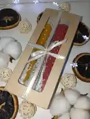 Красный свечи Ёлочки из вощины декоративные, подарочный набор в коробке на Новый Год и Рождество