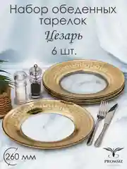 Набор обеденных тарелок, подарочный набор, 6 шт, 26 см PROMSIZ коллекция Цезарь