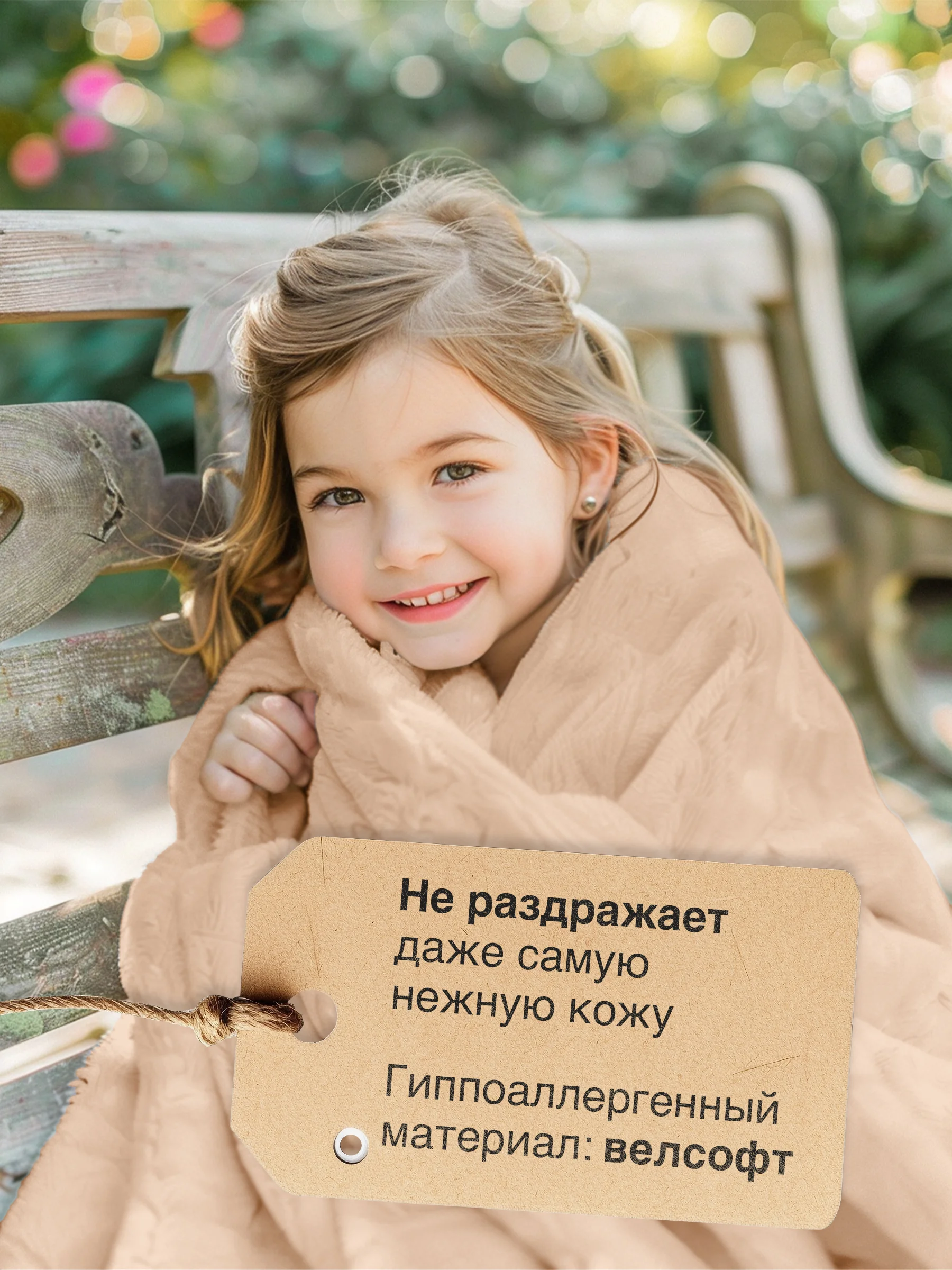 Бежевый плед с рукавами женский Totmart плюшевый 150*200 см, мягкий пушистый плед-одеяло