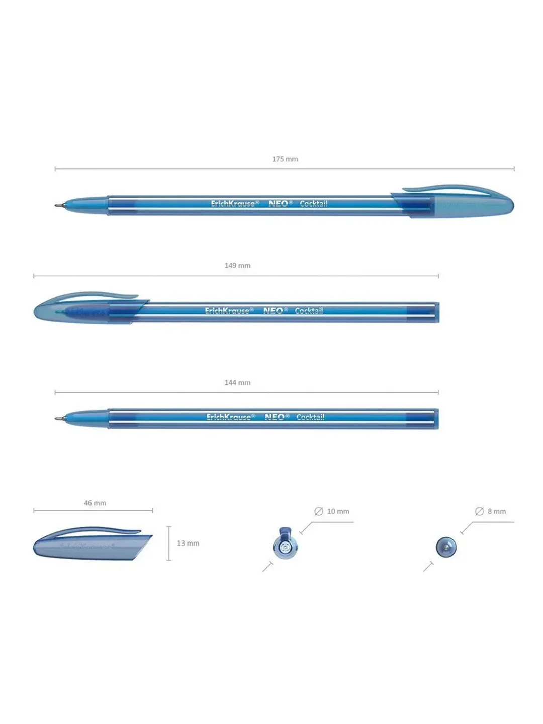 Набор из 4 ручек шариковых ErichKrause Neo® Stick Cocktail 0.7, цвет чернил синий