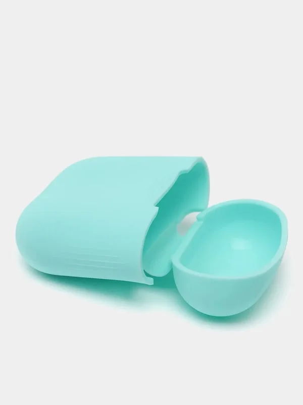 Бирюзовый чехол для наушников Apple Airpods 1 и 2 силиконовый