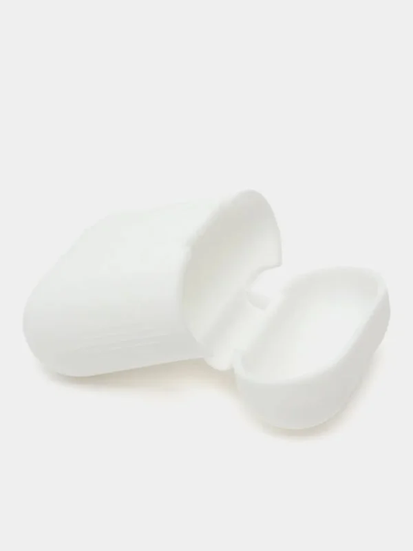 Белый чехол для наушников Apple Airpods 1 и 2 силиконовый