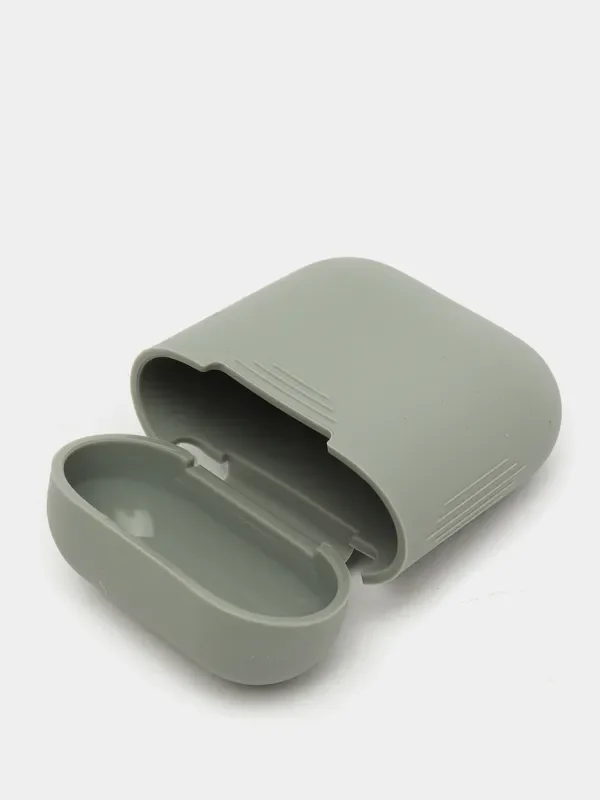 Серый чехол для наушников Apple Airpods 1 и 2 силиконовый