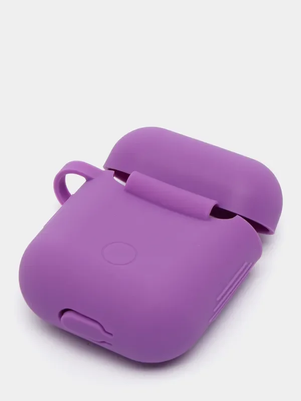 Аметистовый чехол для наушников Apple Airpods 1 и 2 силиконовый