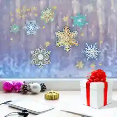 Голубой наклейки на стекло новогодние, многоразовые,виниловые, 20 х 34 см