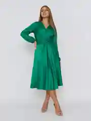 Зеленый платье вечернее нарядное атласное шелковое