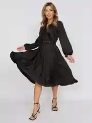 Черный платье вечернее нарядное атласное шелковое