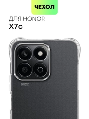 Чехол для Honor X7c противоударный силиконовый BROSCORP прозрачный с усиленными углами