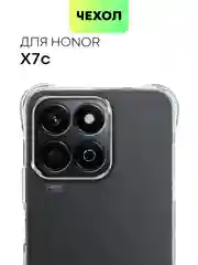 Чехол для Honor X7c противоударный силиконовый BROSCORP прозрачный с усиленными углами