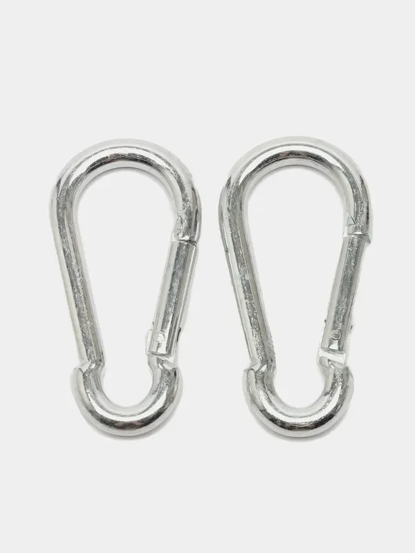 Серебряный карабин , 60х2 мм, цвет черный, 2 шт