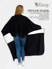 Пеньюар парикмахерский для стрижки волос, накидка на крючках с бабочкой и ПВХ окошком