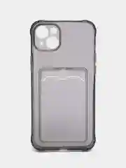 Тёмно-серый чехол iPhone 11, XR, X, XS, XS MAX, 6, 7, 8 Plus с карманом для карт, прозрачный