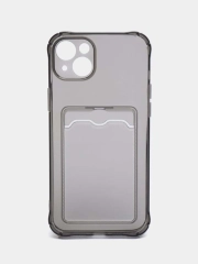 Чехол iPhone 11, XR, X, XS, XS MAX, 6, 7, 8 Plus с карманом для карт, прозрачный